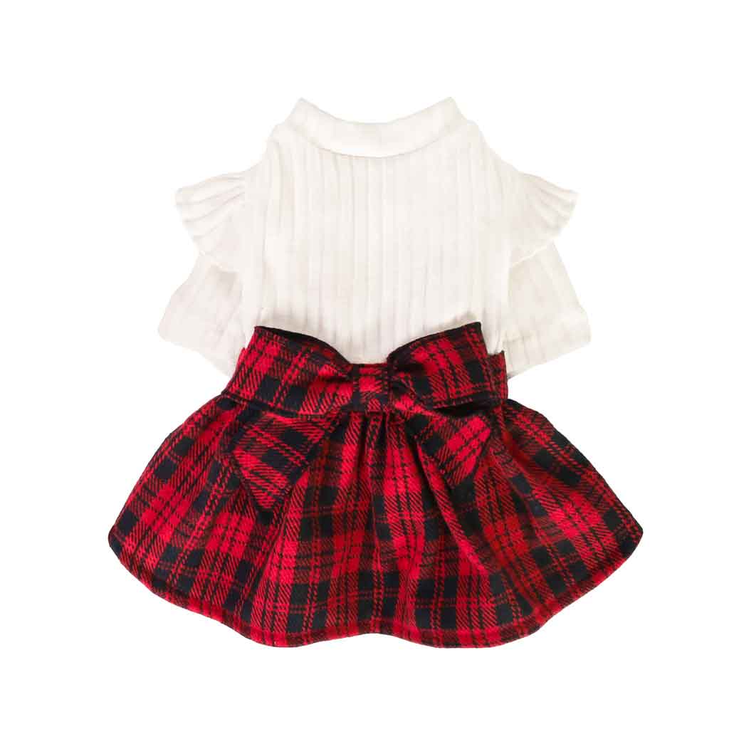 open lace back dress WALK THE LINE PLAID SWEATER DRESS LONG SLEEVE IN RED---------------SALE main image 0