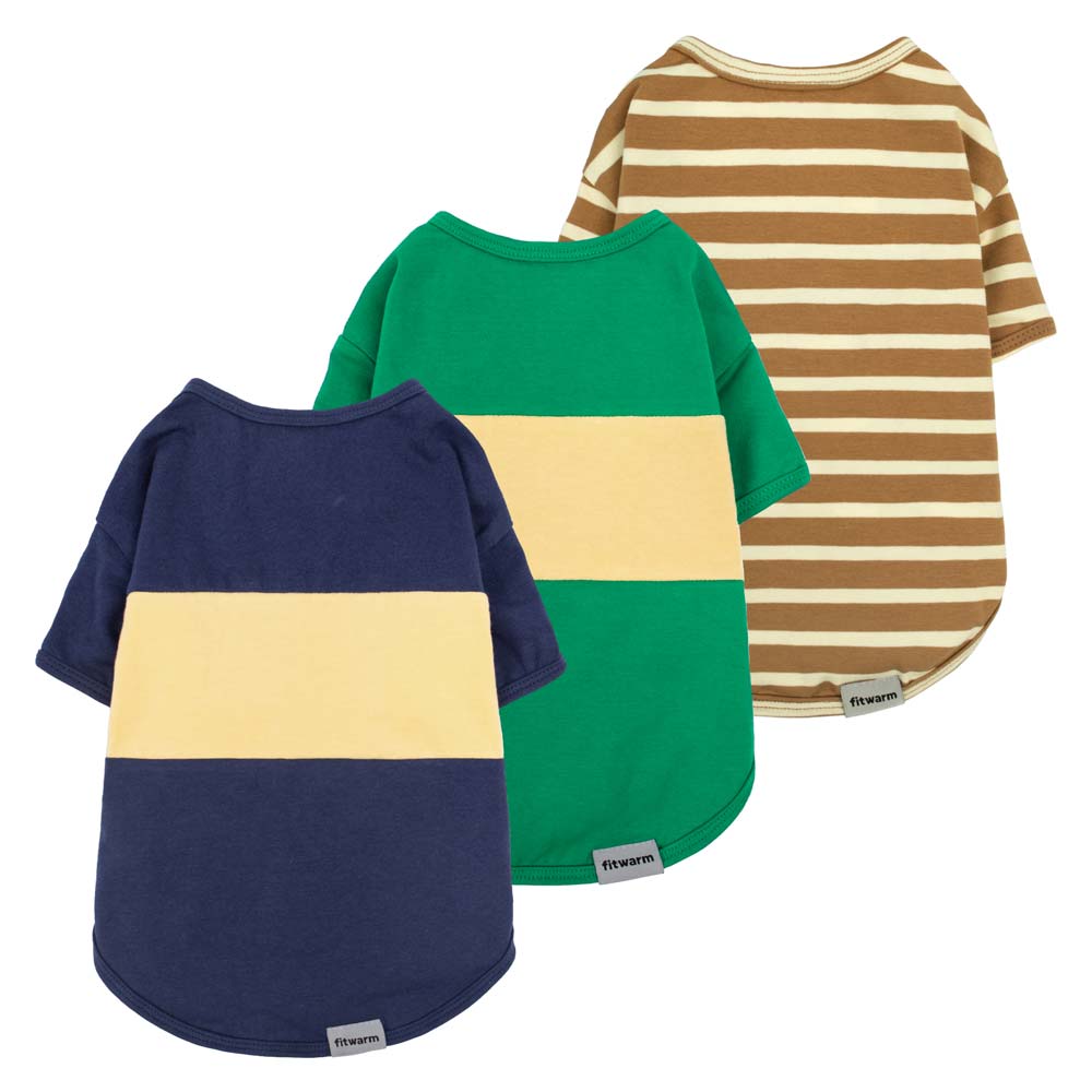 3 Pack Striped Dog Shirts