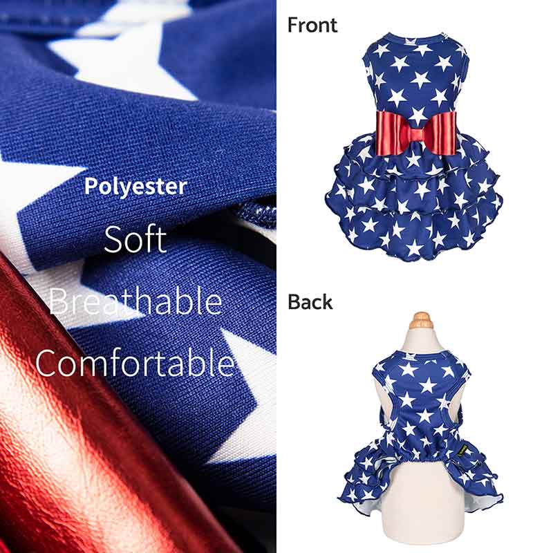 4th of July Dog Dress with Classic Star Prints - Fitwarm Dog Clothes