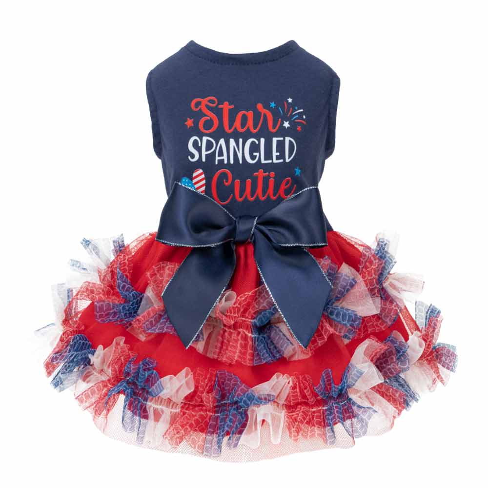 Star Spangled Cutie Dog Tutu Dress | Patriotic Dog Outfit Large Star Spangled Cutie Dog Tutu Dress | Patriotic Dog Outfit Large