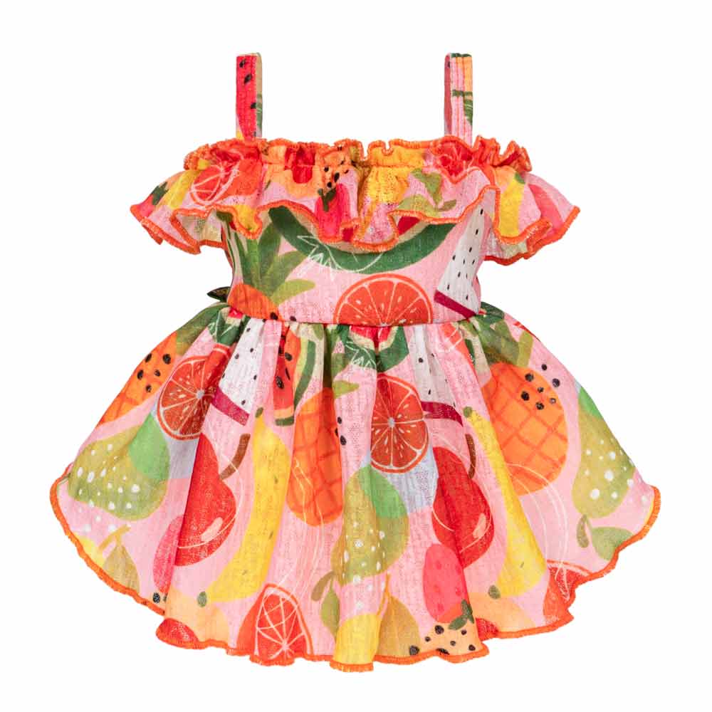 open lace back dress Colorful Tropical Fruit Dog Dress