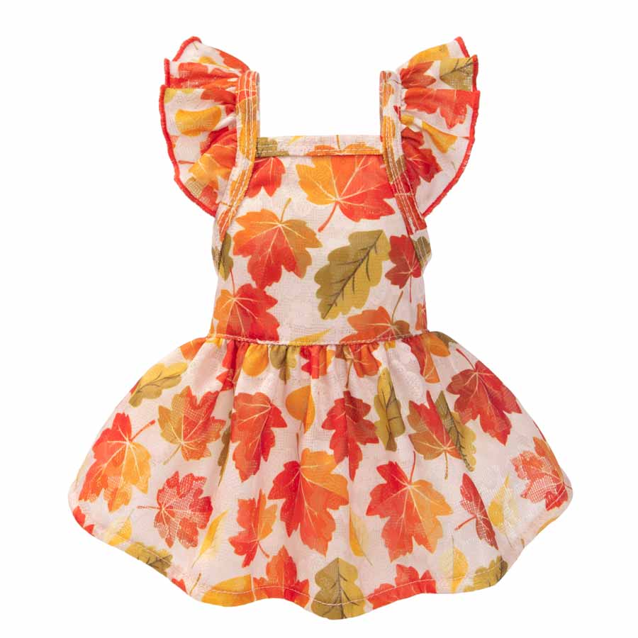 Fall Maple Ruffle Dog Dress