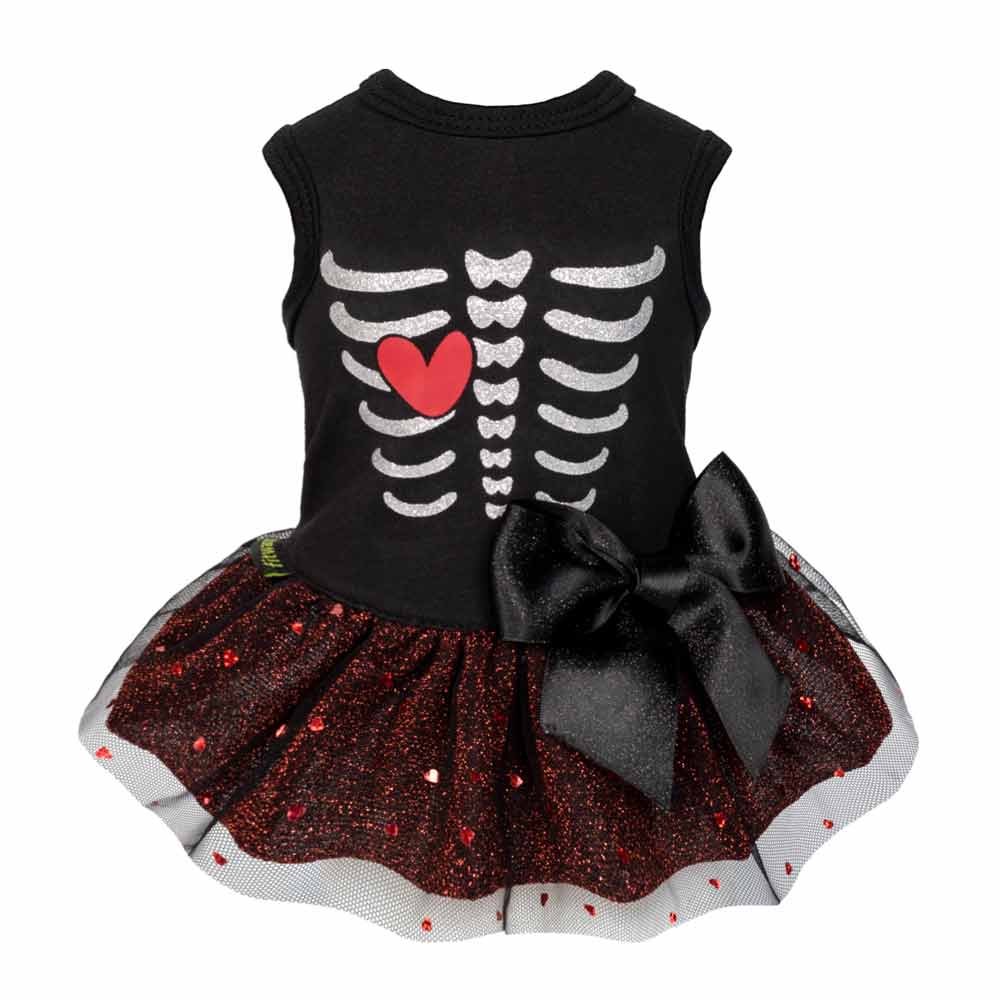 Black & Red Skeleton Dog Dress