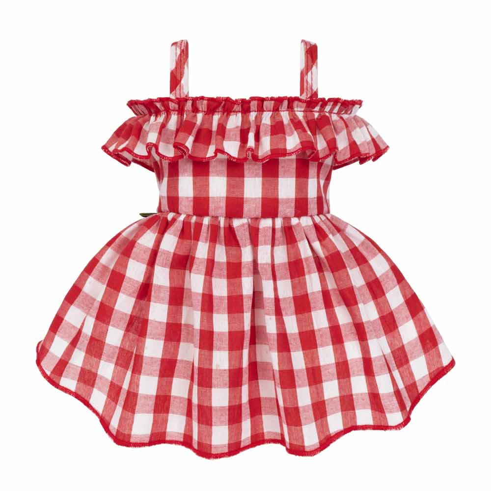 Red & White Gingham Dog Dress | Boho Summer Style Fitwarm Red & White Gingham Dog Dress | Boho Summer Style Fitwarm