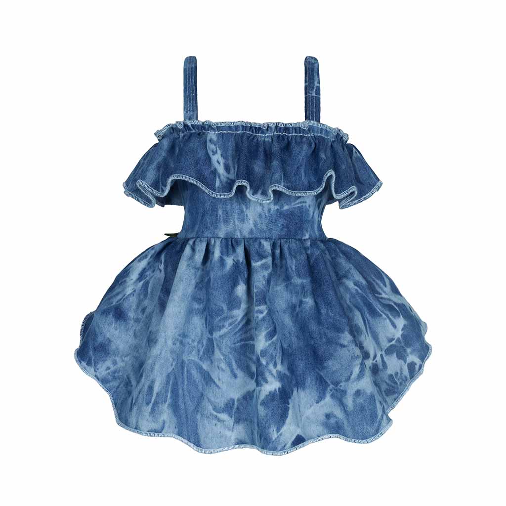 Tie Dye Denim Dog Dress | Summer Ruffle Pet Apparel Fitwarm Tie Dye Denim Dog Dress | Summer Ruffle Pet Apparel Fitwarm