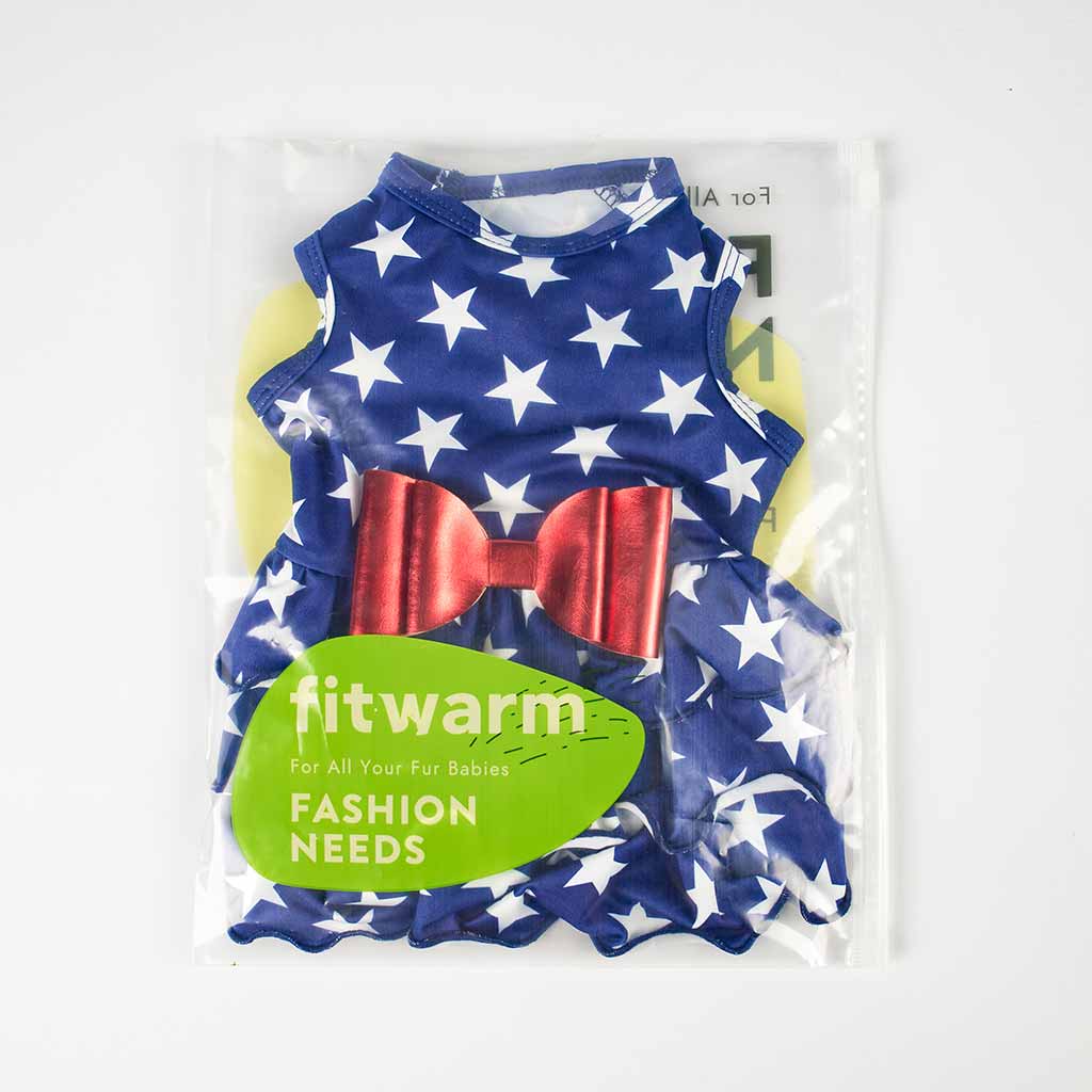 4th of July Dog Dress with Classic Star Prints - Fitwarm Dog Clothes