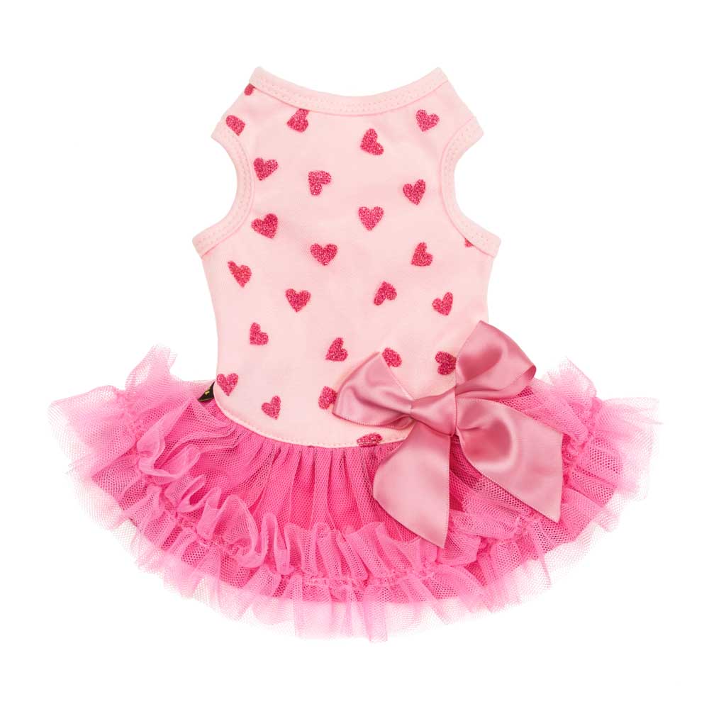 open lace back dress Sparkly Heart Dog Tutu Dress