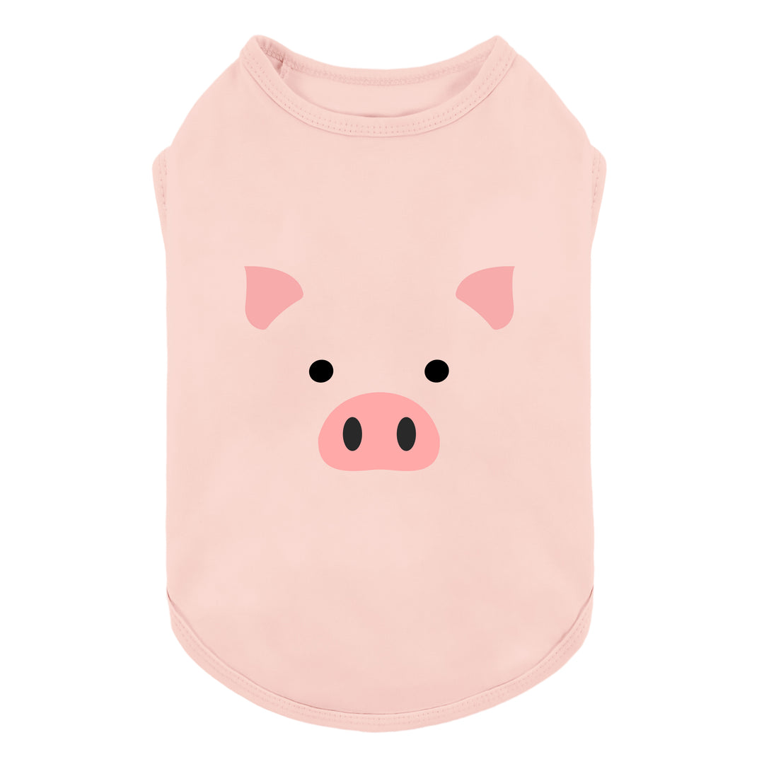 Light Pink Dog Tank Top Featuring a Cute Pig Face Print - Fitwarm Dog Clothes