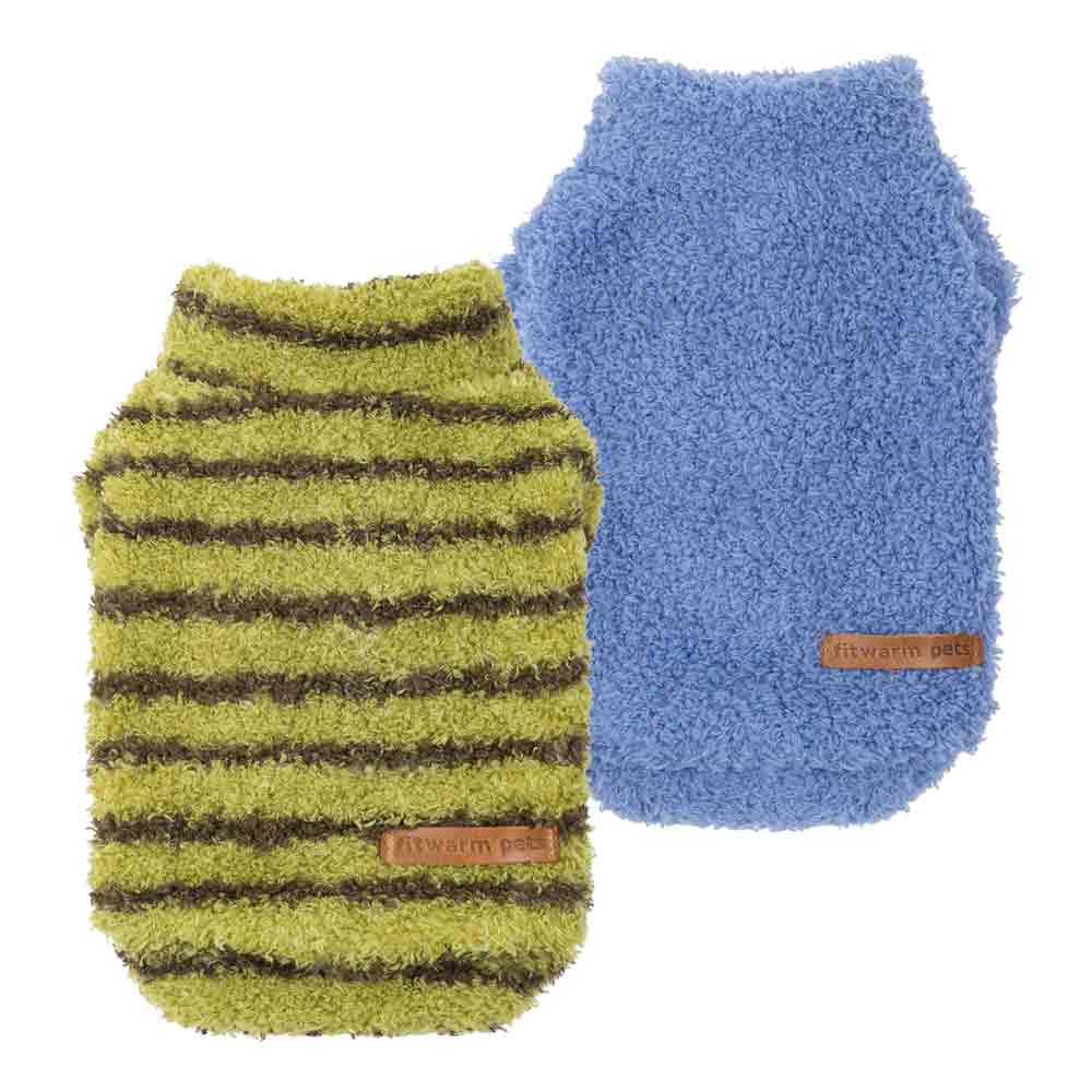 2 Pack Striped Dog Fleece Sweaters