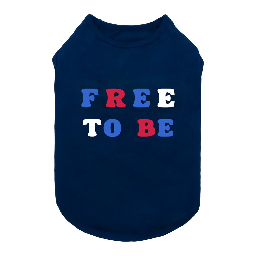Navy Dog Shirt with 'Free to Be' Lettering - Fitwarm Dog Clothes