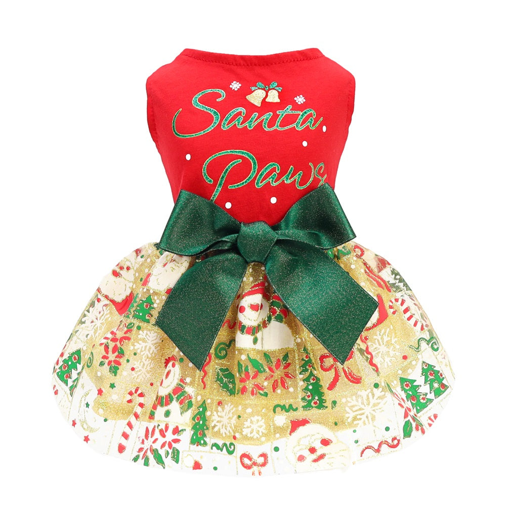 Santa Paws Christmas Dog Dress | Festive Tulle Outfit XX-small Santa Paws Christmas Dog Dress | Festive Tulle Outfit XX-small