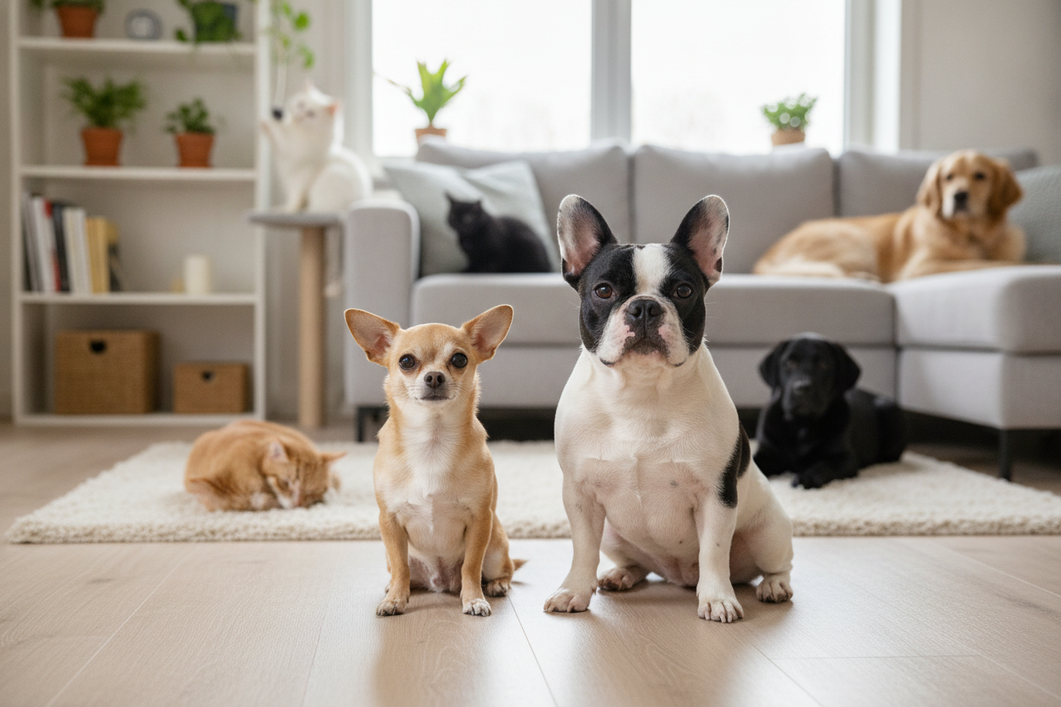 Small dog size categories shown with a toy dog and a small dog side by side for size comparison