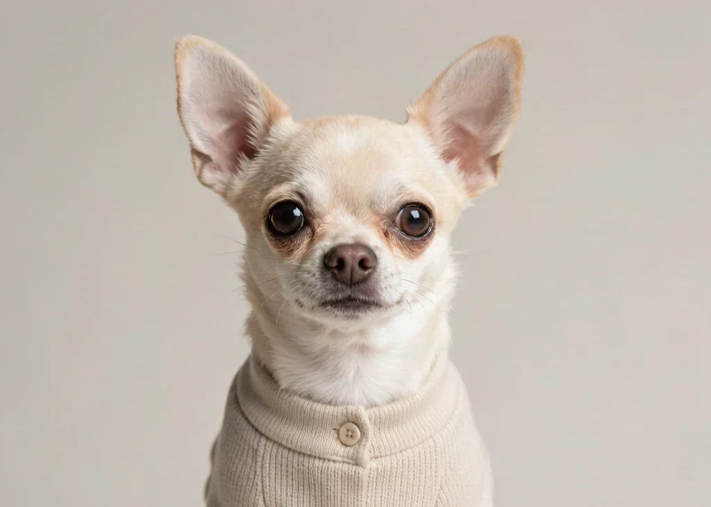 Chihuahua wearing a well-fitted small dog knit shirt