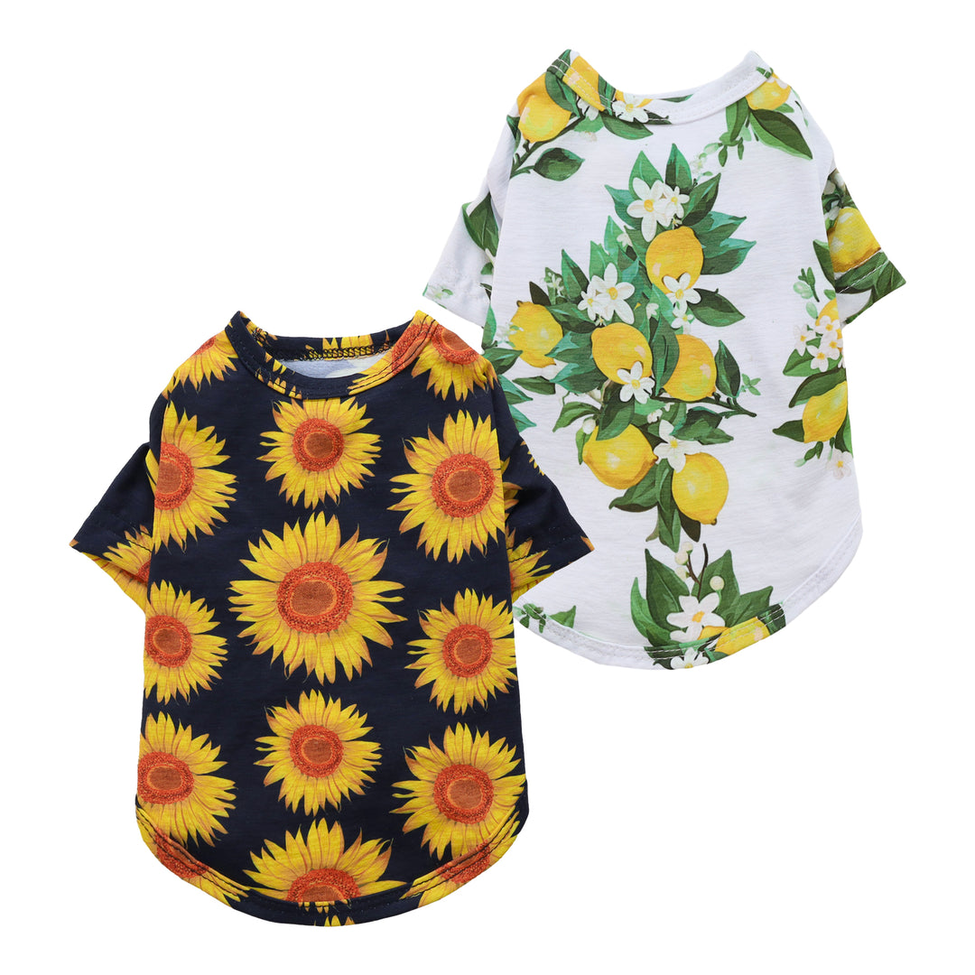 2-Pack Sunflower and Lemon Dog Shirts - Fitwarm