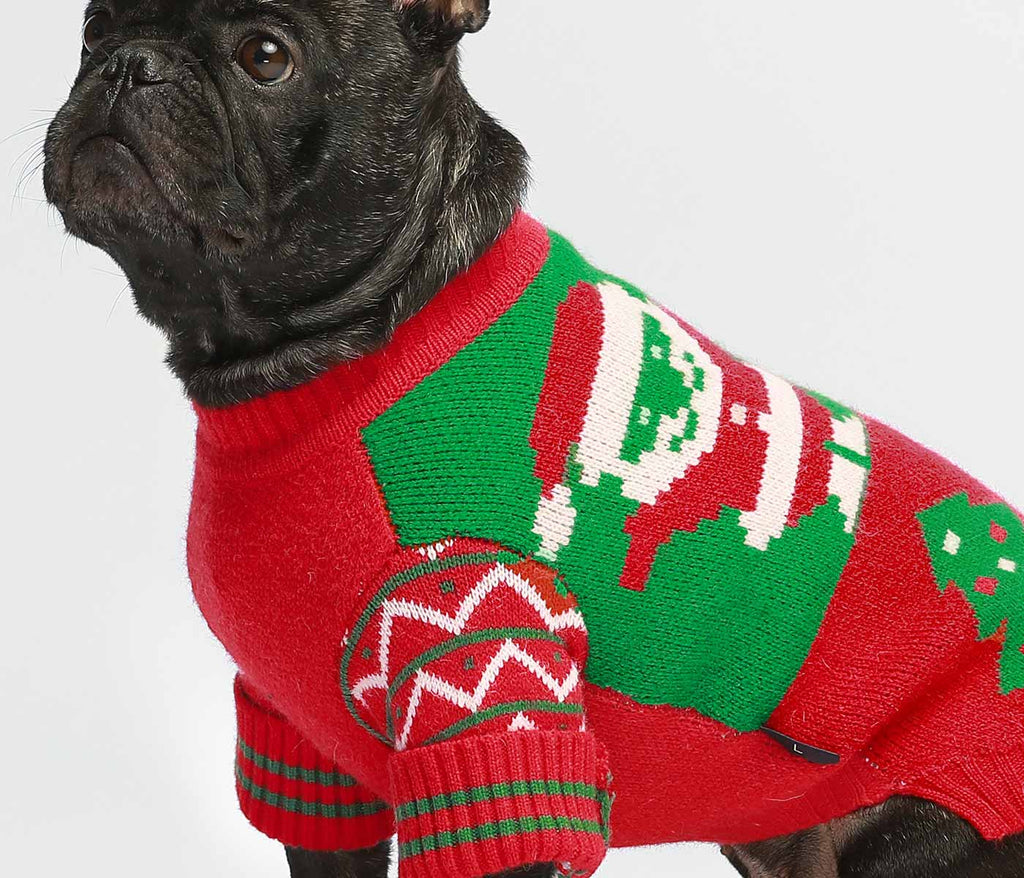 Reindeer Color Block French Bulldog Christmas Sweater - Fitwarm