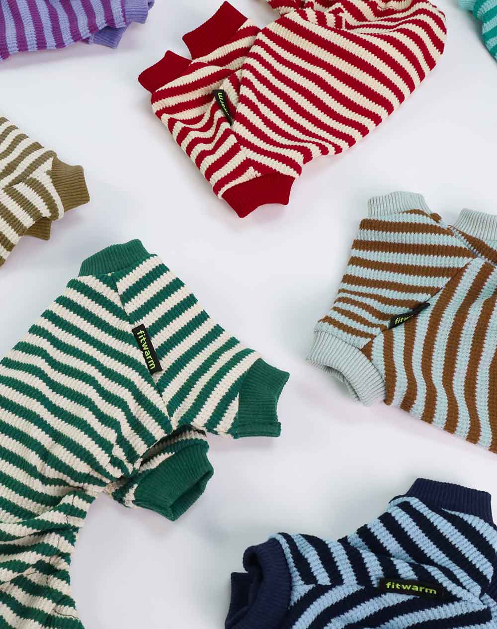 Waffle Striped Dog Pajamas in Various Colors - Fitwarm Dog Clothes