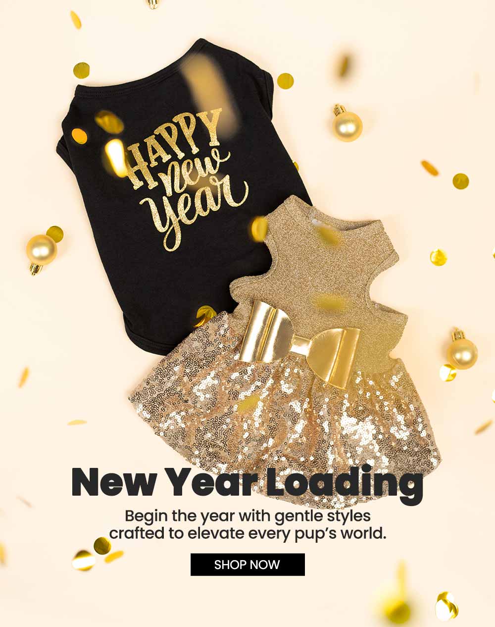 Sparkly Dog Dress and New Year Dog Shirt