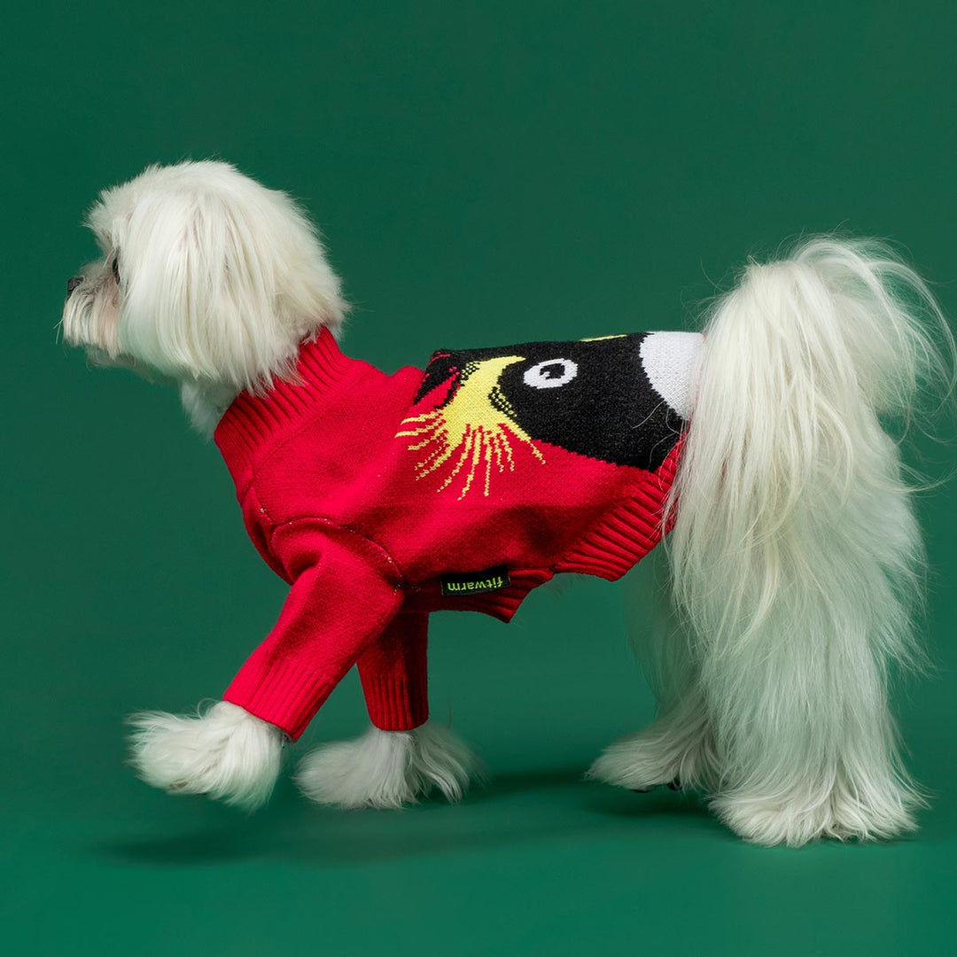 Red Penguin Dog Sweater Knitted Pet Holiday Apparel – Fitwarm