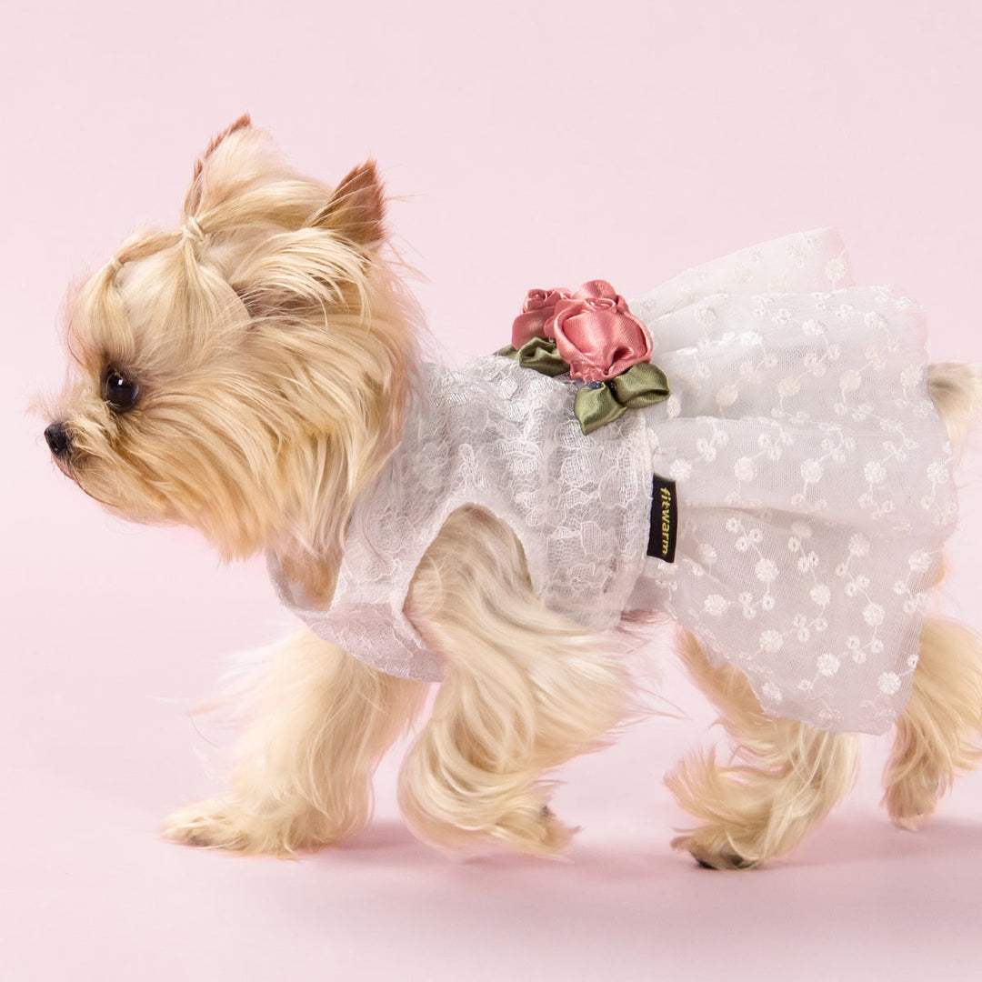 dog prom dress Cat Dog Wedding Dress,pet Long Trailing Gown Luxury,dog Princess Costume,kitten Puppy Birthday Outfit,3d Flower Fairy Dress Pink Pet Clothes