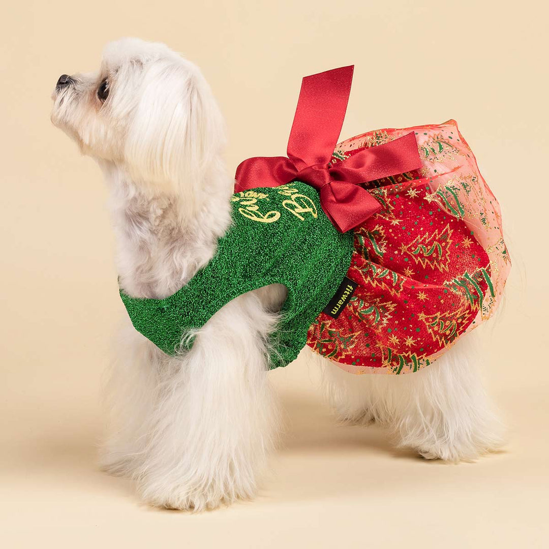Festive Green Red Christmas Dog Dress | Holiday Pet Apparel Fitwarm Festive Green Red Christmas Dog Dress | Holiday Pet Apparel Fitwarm