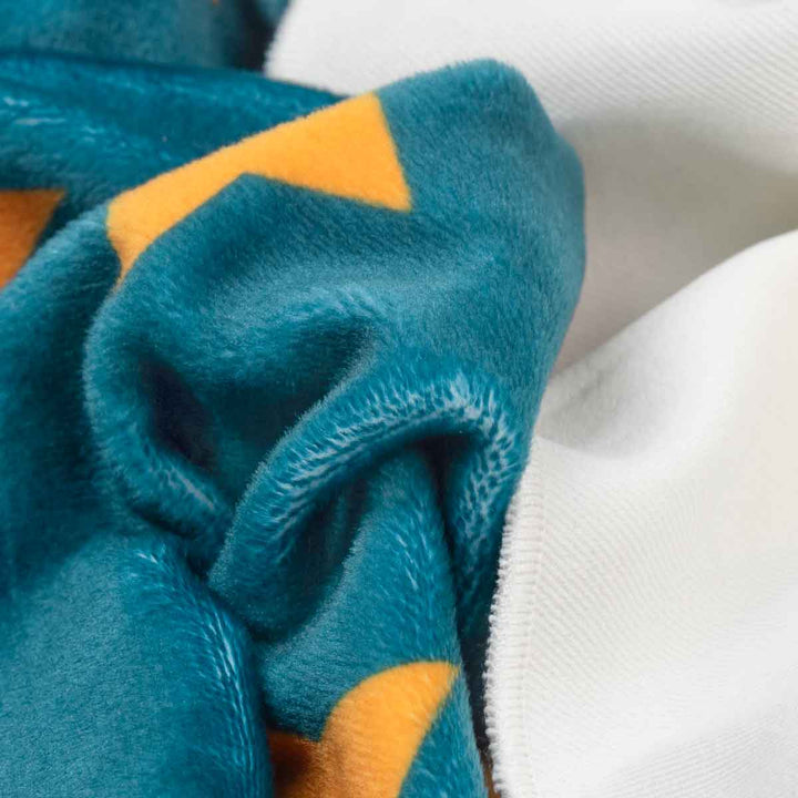 Close-up of cozy fabric of dog clown costume