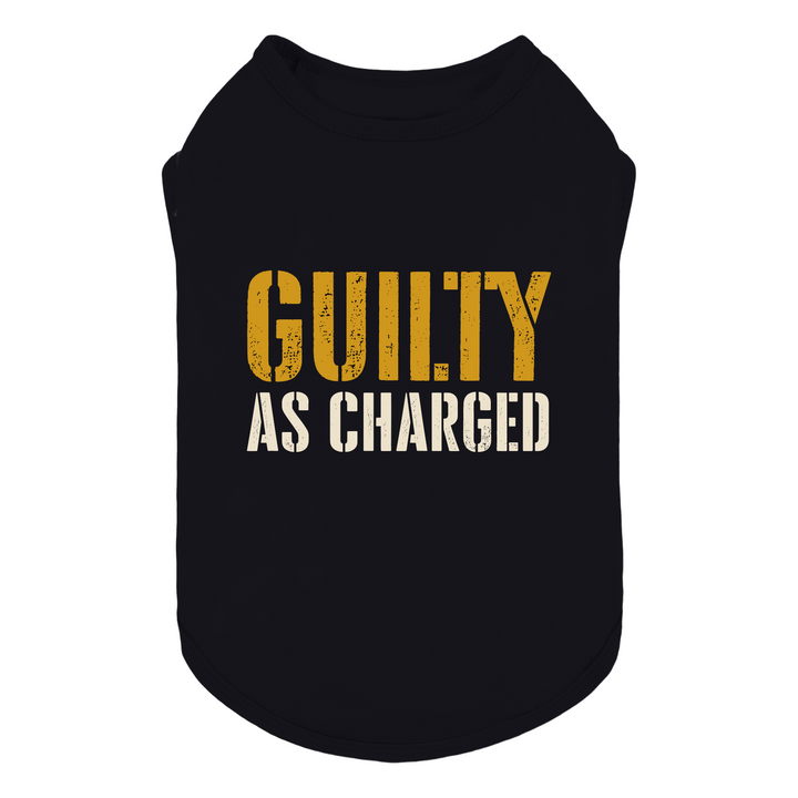 Funny dog tank top with 'Guilty As Charged' lettering