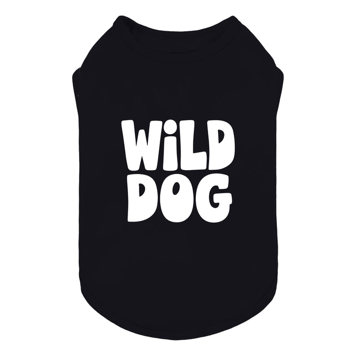 Black dog tank top with the words 'WILD DOG' printed in bold white letters on the front, shown against a plain white background