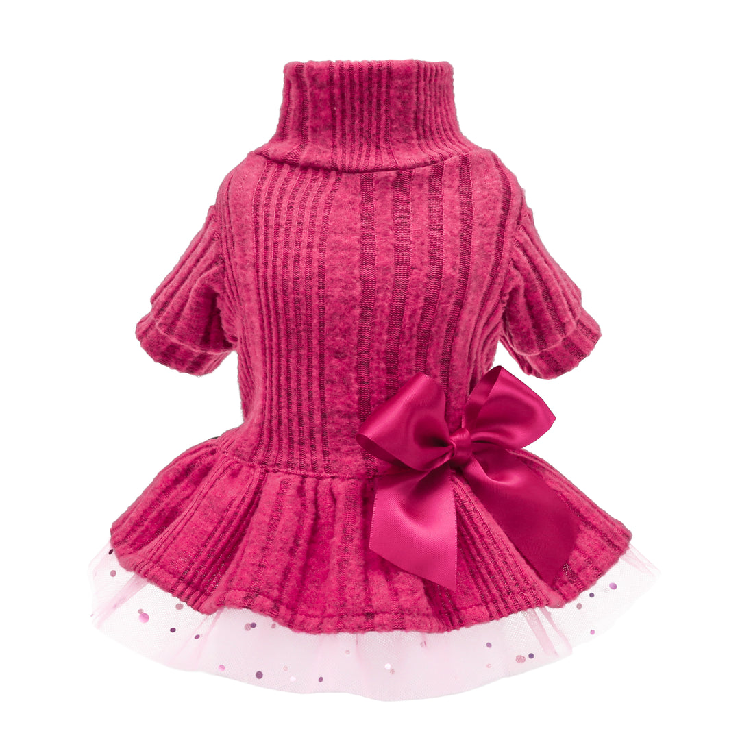 knit and tulle dress Textured Knit Tulle Sweater Dress
