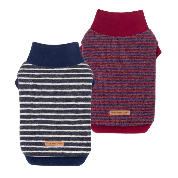 Two pack striped sweater for dogs on a white background.