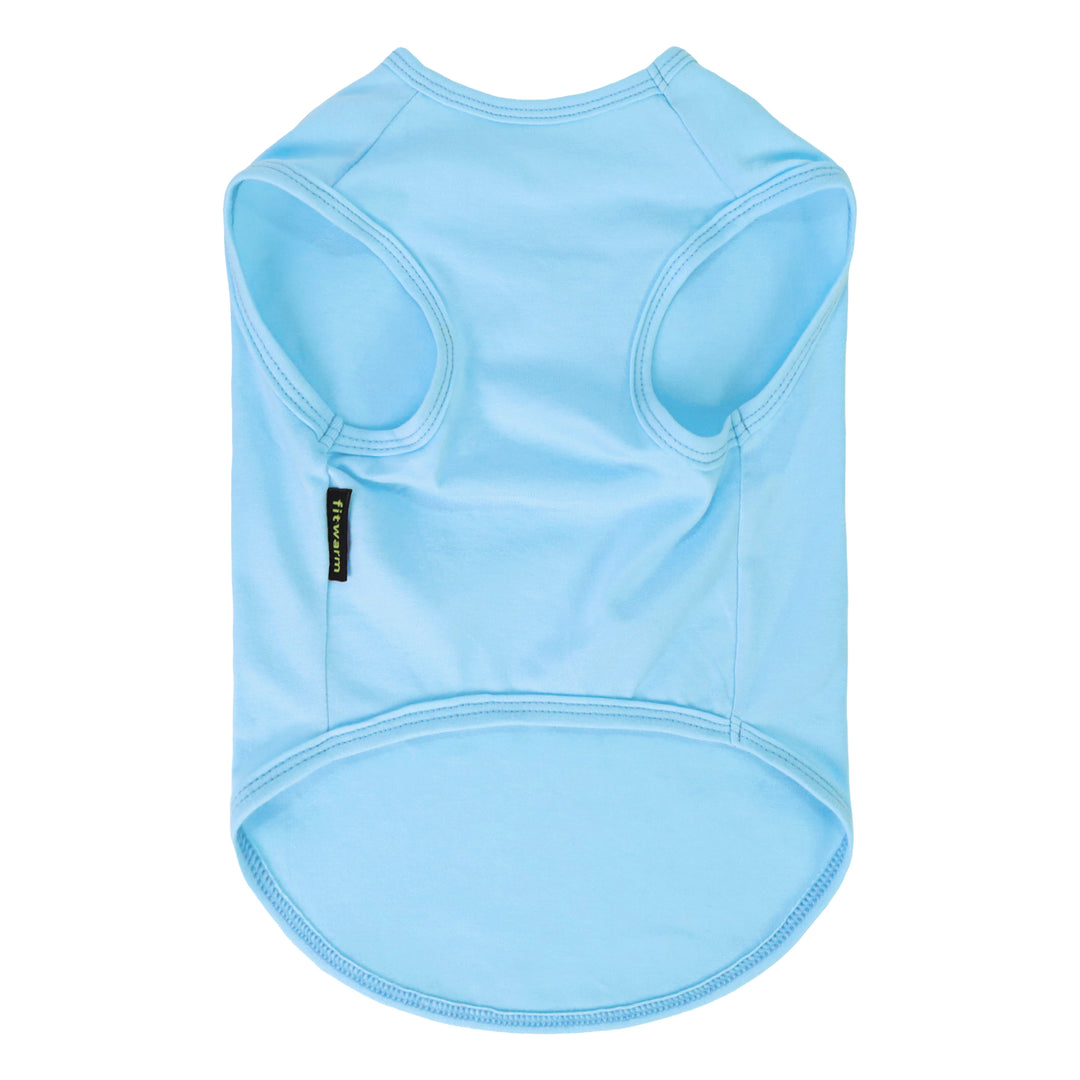 Light blue dog tank top on a white background