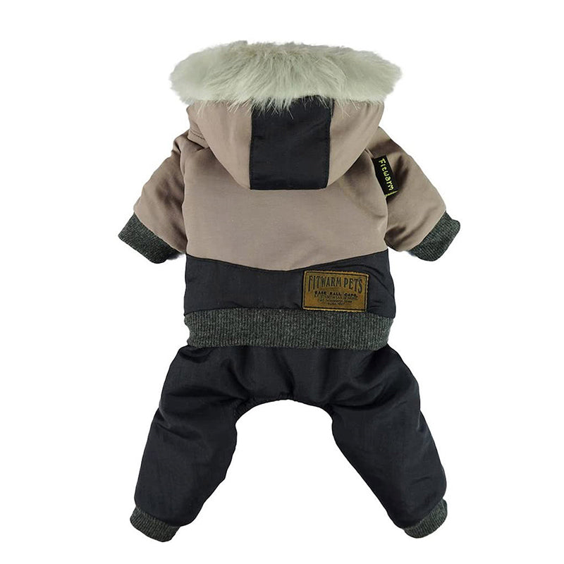 Dog hoodie with Faux Fur Trim and Cargo Pockets - Fitwarm Dog Clothes