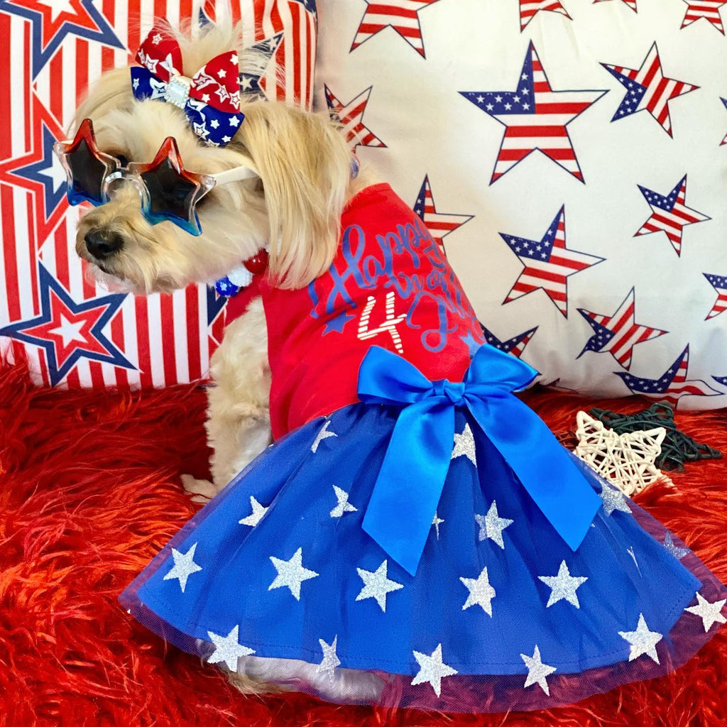 Happy 4th of July Tulle Yorkie Dress - Fitwarm