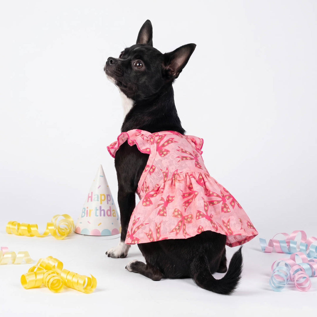 Pink Ruffle Bowknot Dog Dress