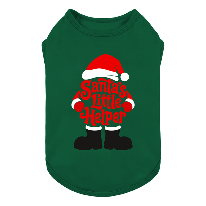 Christmas dog tank top designed with a Santa Claus contain a 'Santa's Little Helper' lettering 