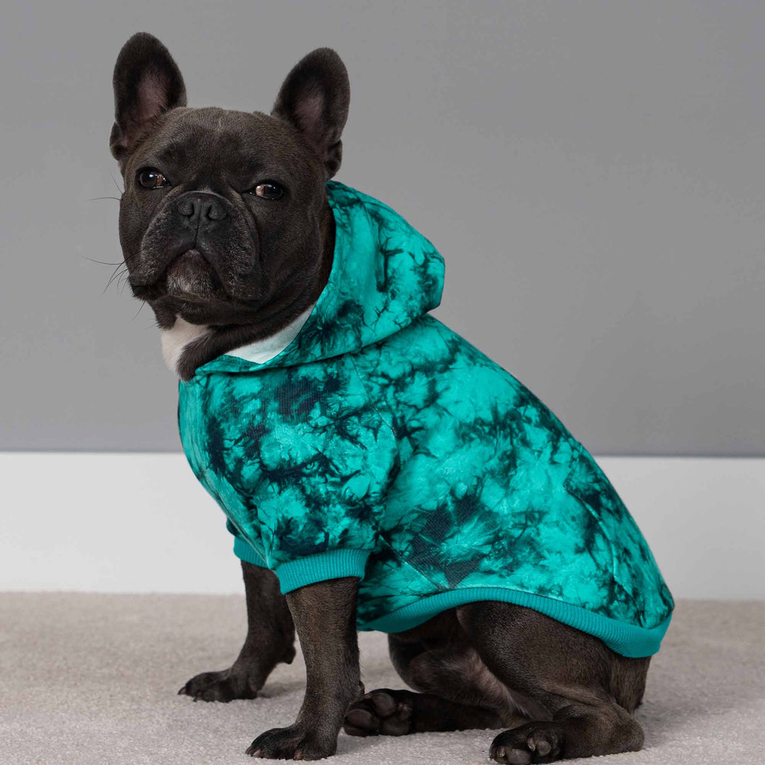 Small Dog Tie Dye Hoodie Pink Gray Turquoise Fleece – Fitwarm