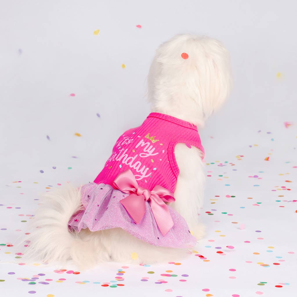 Birthday Dog Dress | Pink Tulle Tutu for Small Dogs MediumVioletRed / Large Birthday Dog Dress | Pink Tulle Tutu for Small Dogs MediumVioletRed / Large