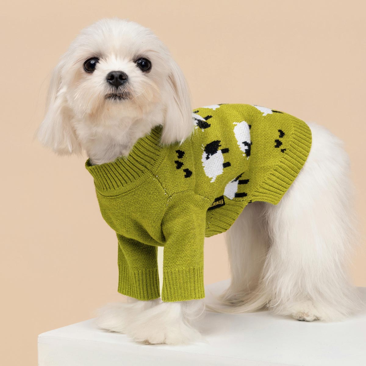 it-dogs イエローニットトップス　Ｓ Green Sheep Dog Sweater | Knitted Cozy Pet Apparel – Fitwarm