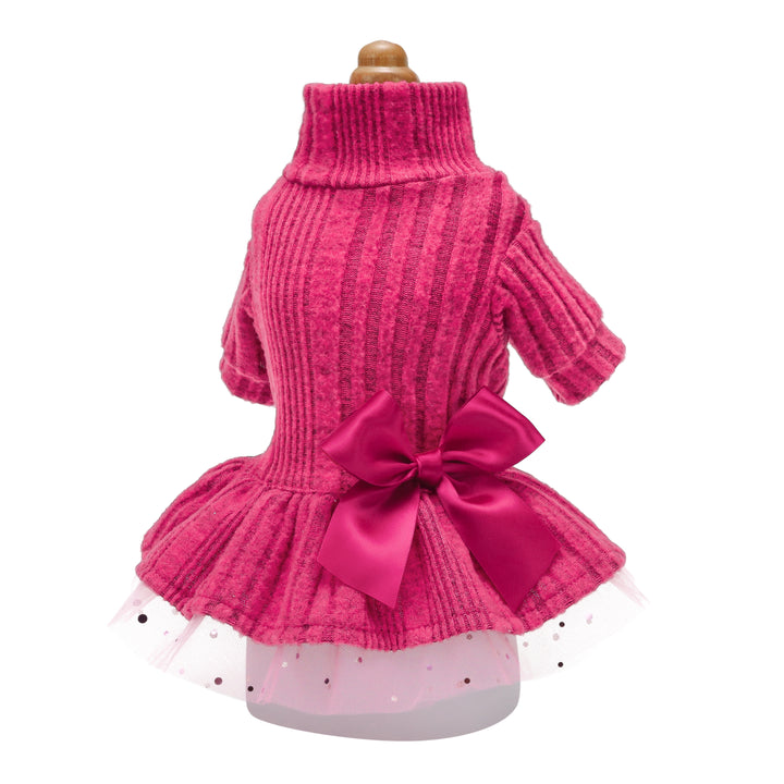 Turtleneck Knitted Tulle Dog Dress