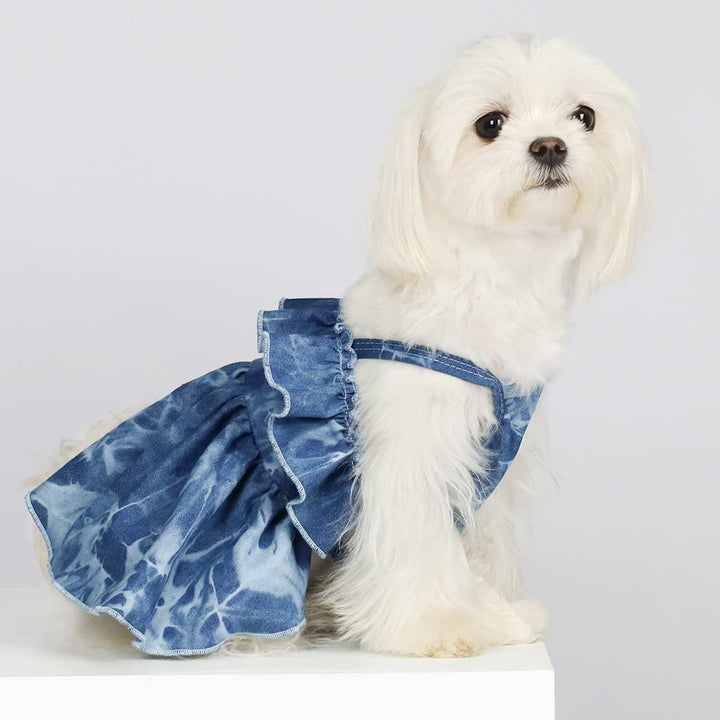 Maltese in a Stylish Tie Dye Dog Dress - Fitwarm Dog Clothes