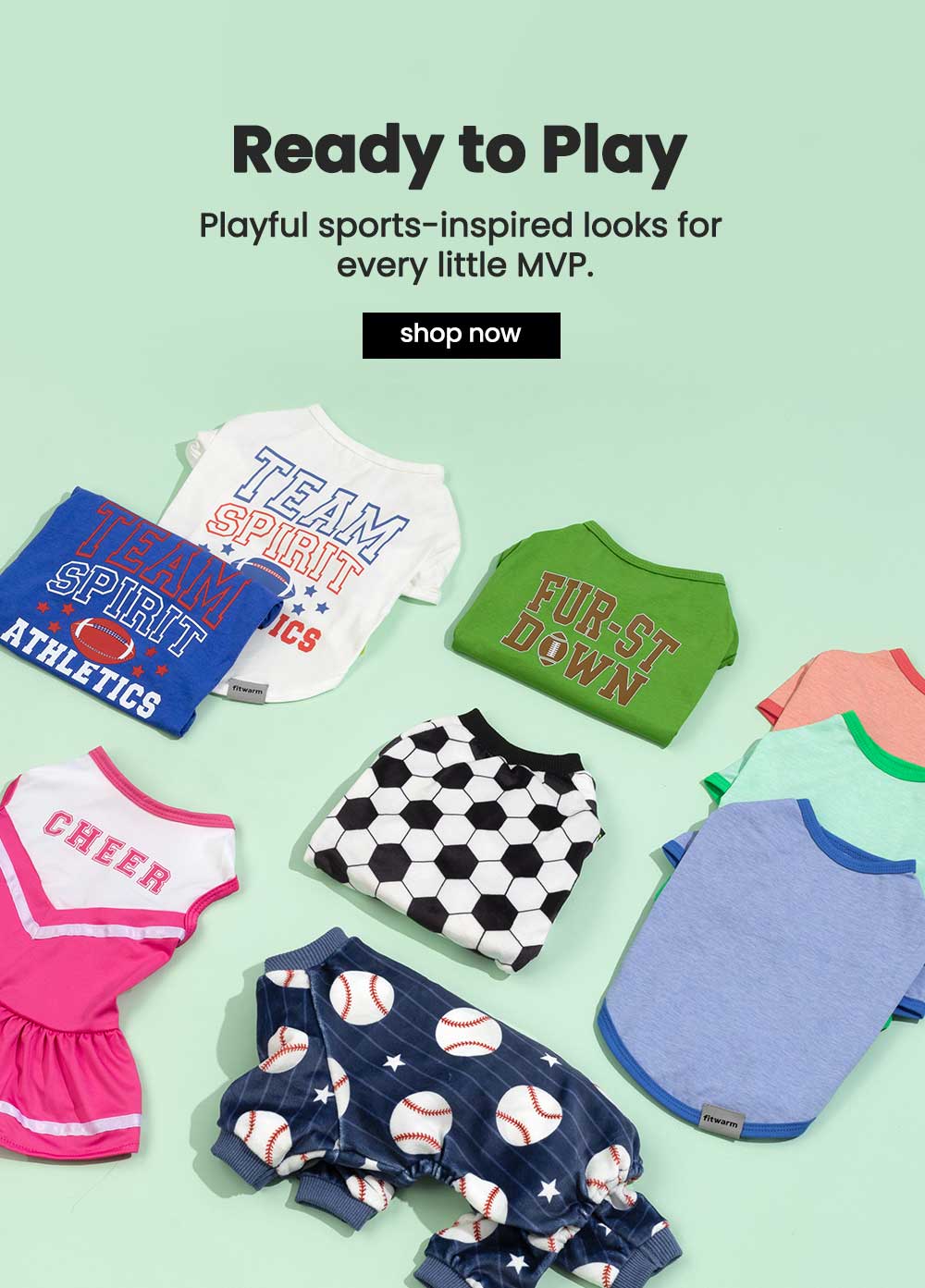 Sporty themed dog clothes collection