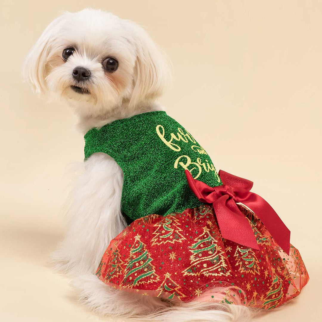 Festive Green Red Christmas Dog Dress | Holiday Pet Apparel Fitwarm Festive Green Red Christmas Dog Dress | Holiday Pet Apparel Fitwarm