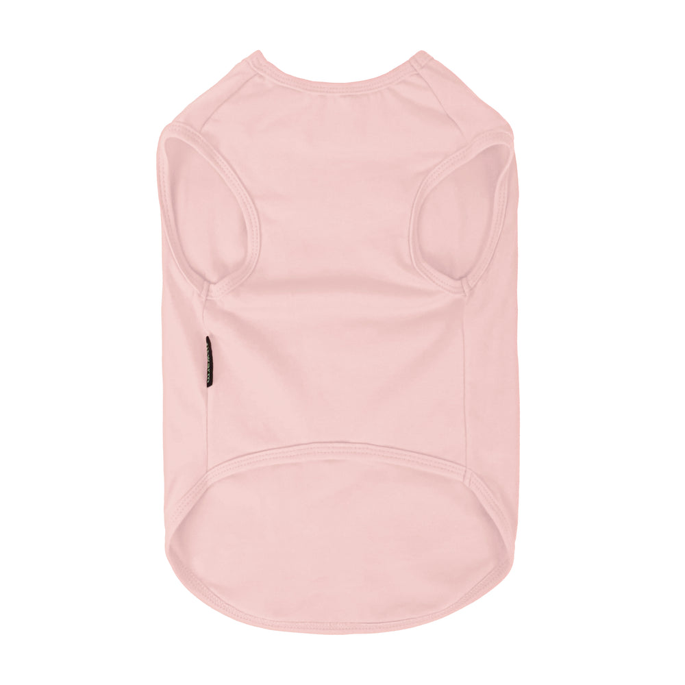 Light pink dog shirt shown from the back with clean stitching details.