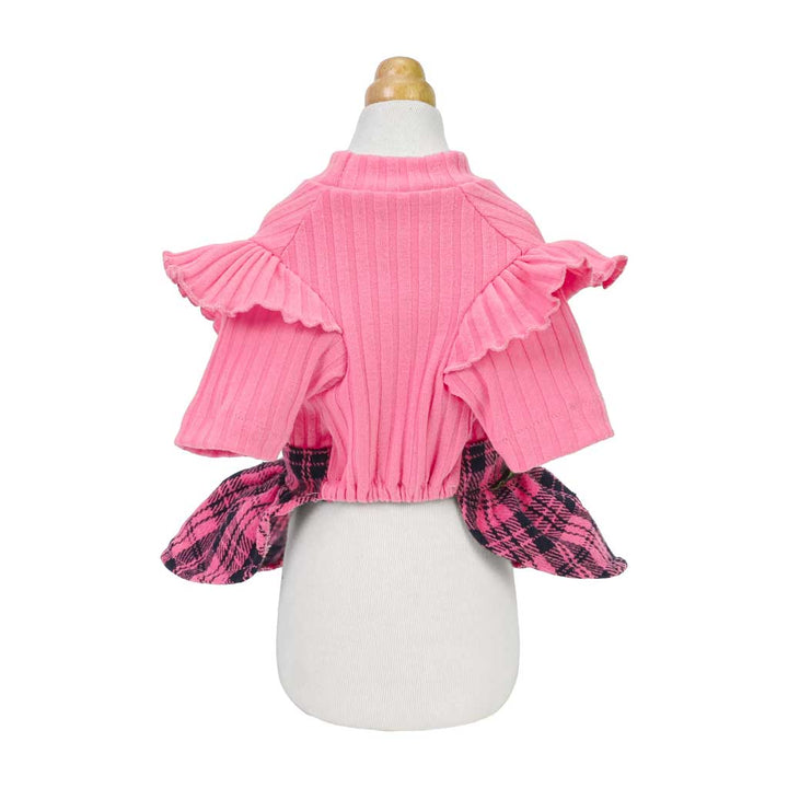 Ruffle Sleeves Plaid Sweater Dress