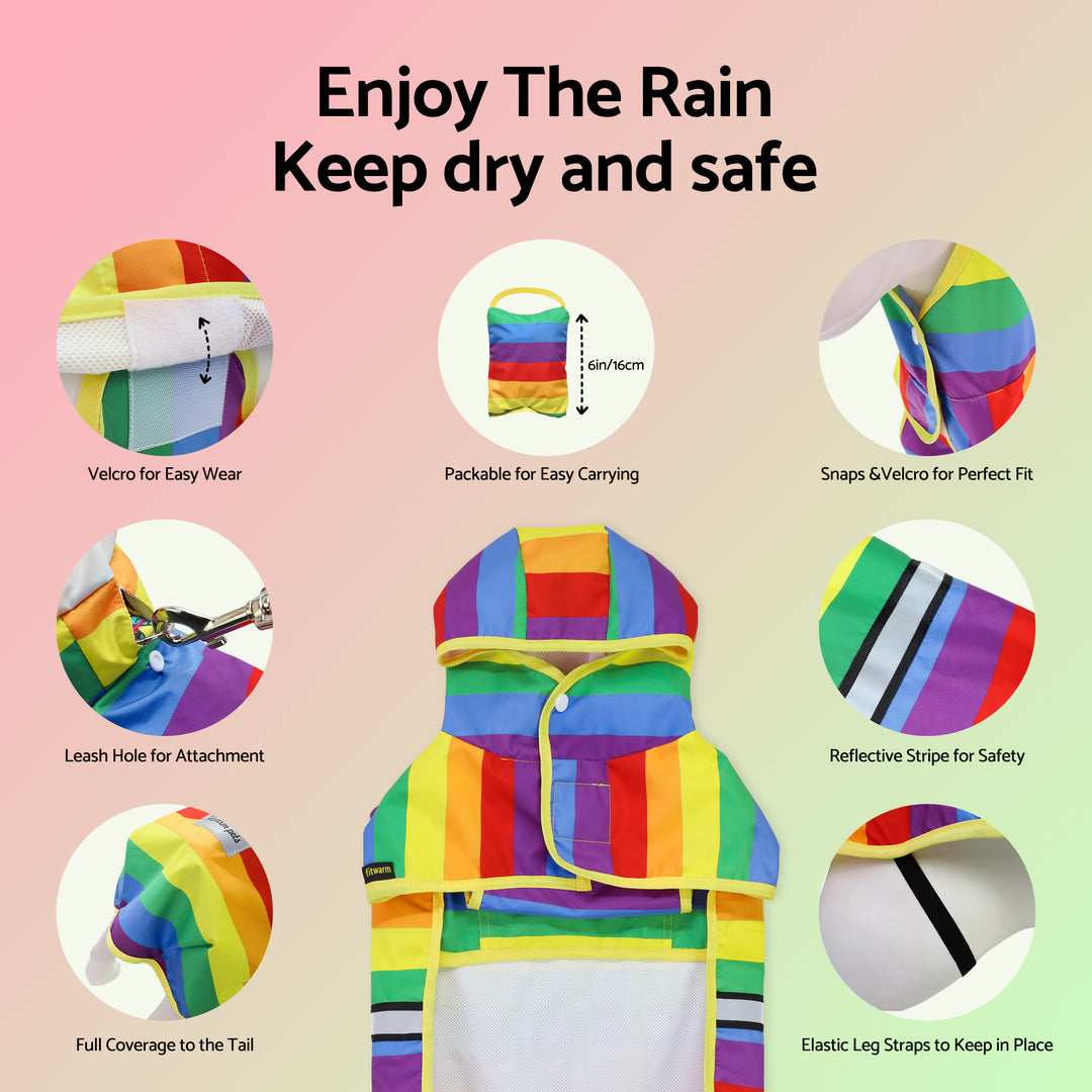 Rainbow Dog Raincoat