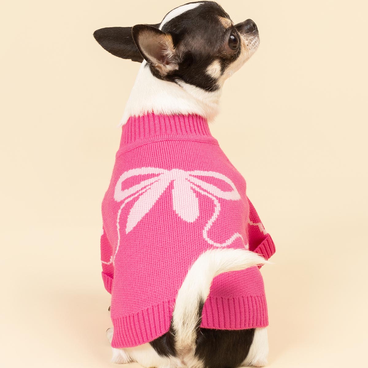 Pink Bowknot Dog Sweater | Warm Valentine Pet Clothes – Fitwarm