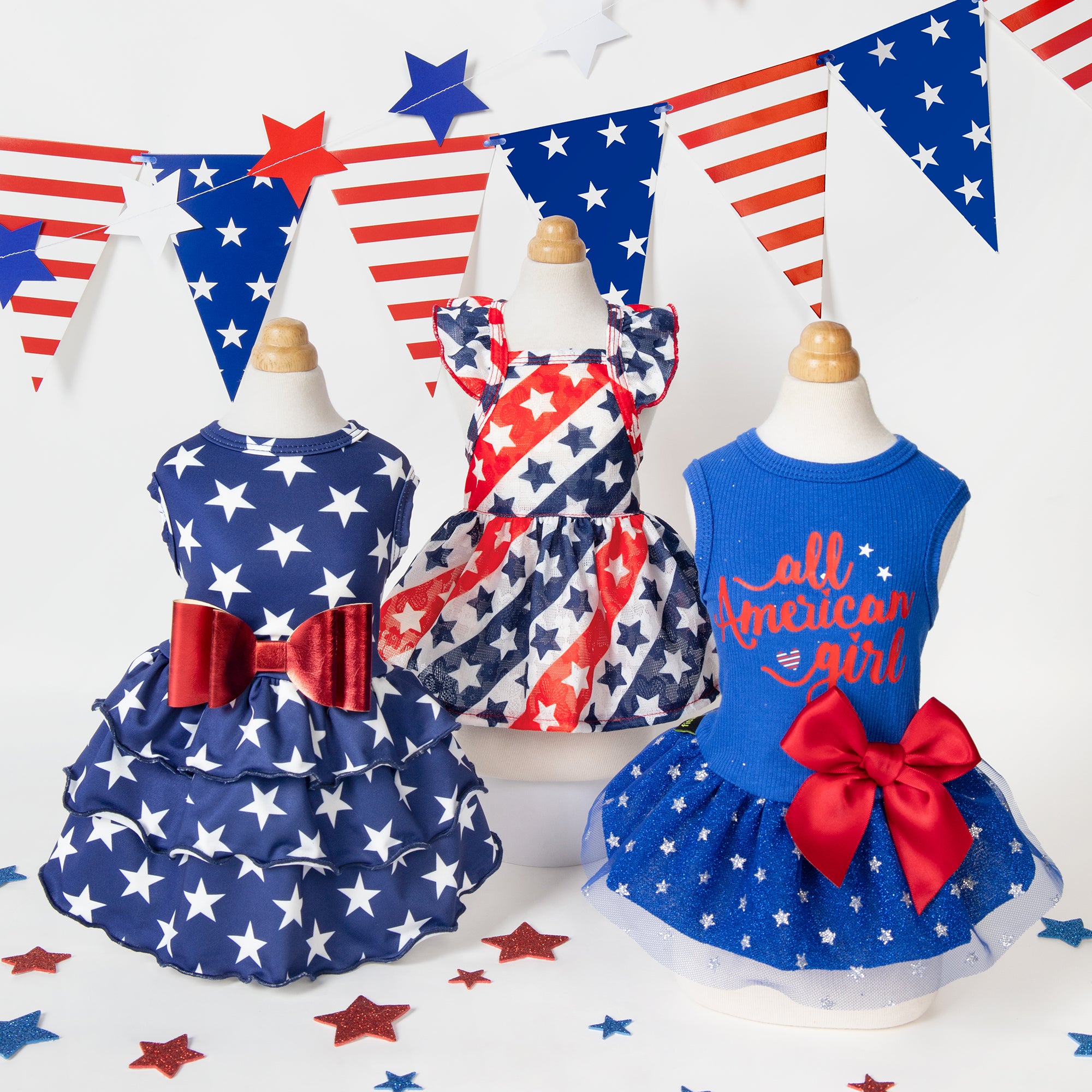 Patriotic Star Dog Dress | 4th of July Outfit – Fitwarm