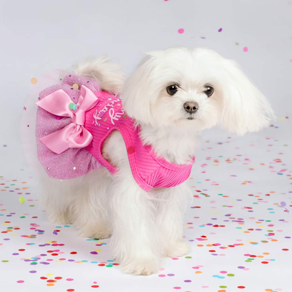 Charming Sparkly Dog Dress with Bowknot for Maltese - Fitwarm Dog Clothes