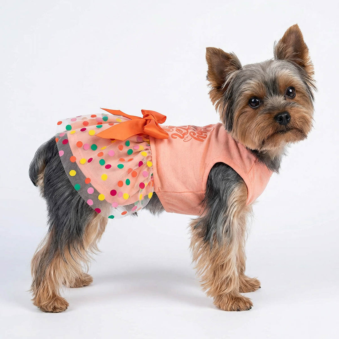 Happy Easter Dog Dress | Pink Tulle Tutu & Orange Bow Medium Happy Easter Dog Dress | Pink Tulle Tutu & Orange Bow Medium