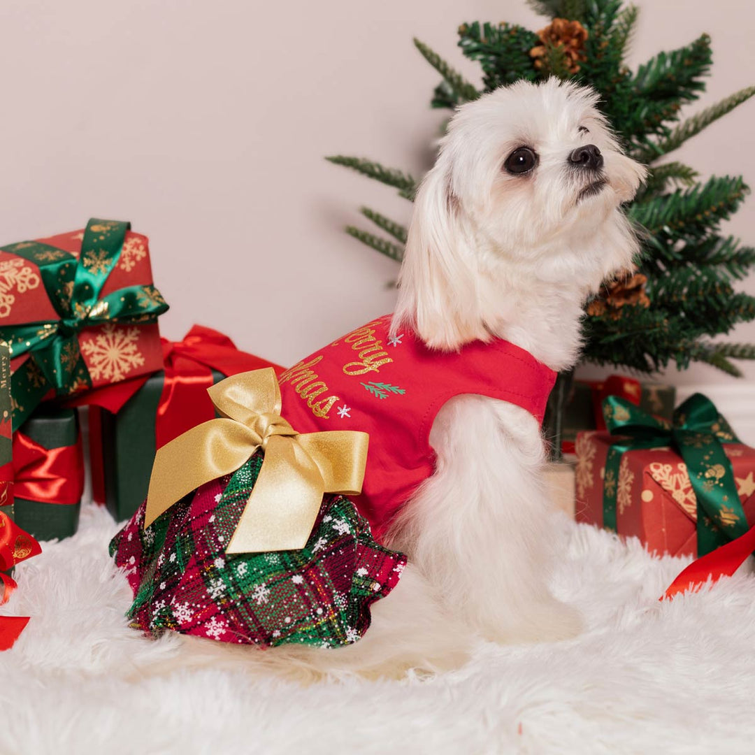 Woofmas Dog Dress | Red Christmas Pet Outfit Fitwarm Woofmas Dog Dress | Red Christmas Pet Outfit Fitwarm