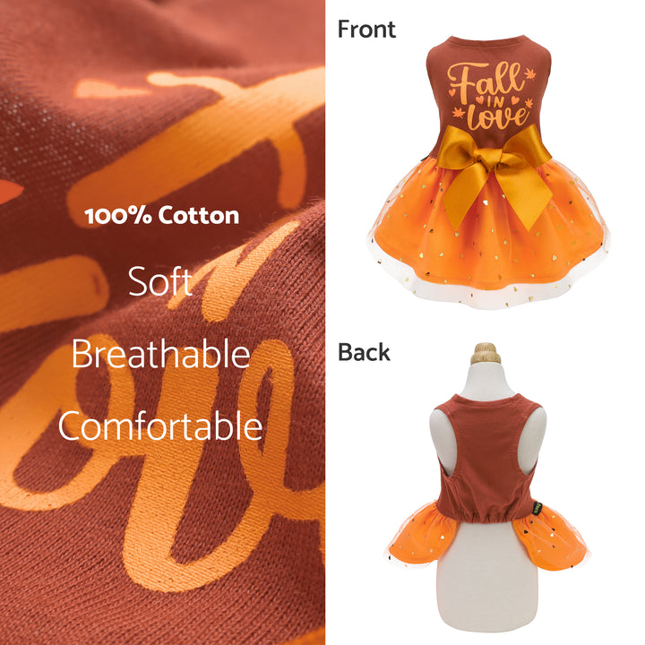 Fall in Love Dog Dress for Thanksgiving - Fitwarm Dog Clothes